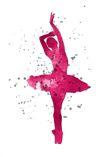 391x550 Pink Ballerina Watercolor Silhouette Posters By Joanna Szmerdt - Watercolor Signs