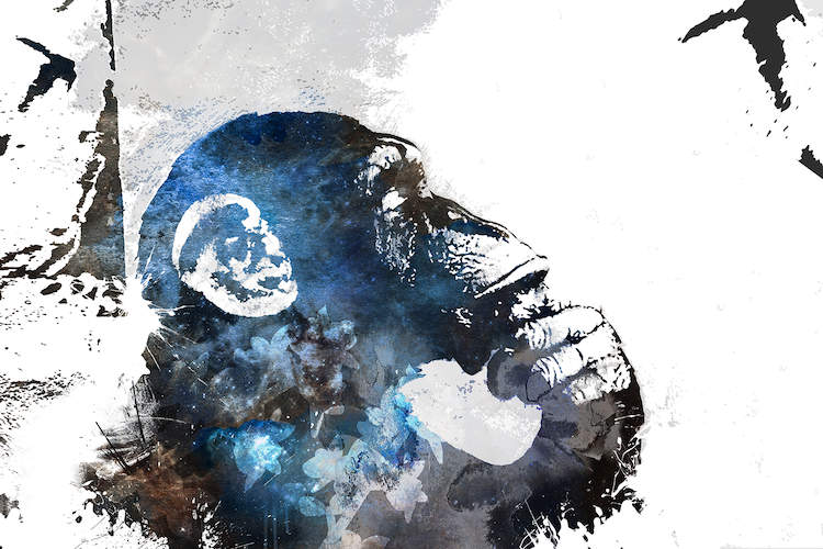 750x500 The Thinker Monkey Watercolor Silhouette Canv... 5by5collective - Watercolor Signs