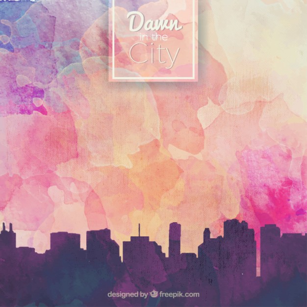 626x626 Watercolor Background With City Silhouette Vector Free Download - Watercolor Signs