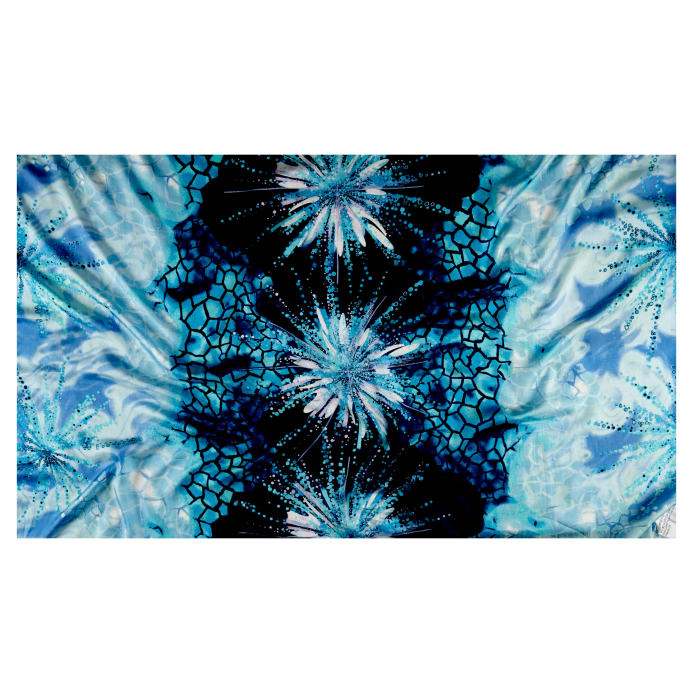 693x693 Silk Chiffon Watercolor Asterisk Pinklue - Watercolor Silk Fabric