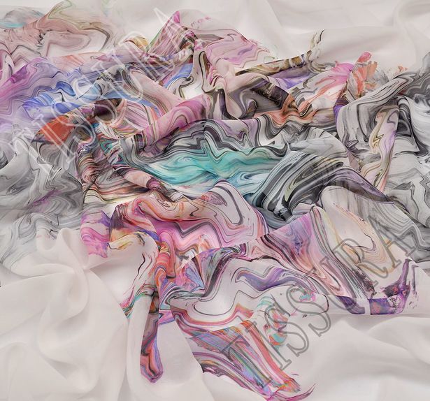 615x574 Silk Georgette Fabric 100% Silk Fabric From Italy, Sku 00062372 - Watercolor Silk Fabric