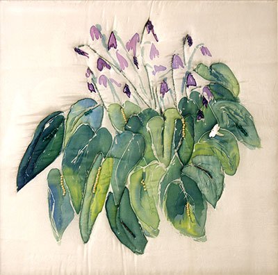400x396 Hosta Silk Painting Paintings By Suzan - Watercolor Silk Painting