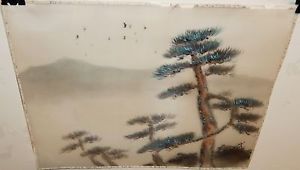 300x170 Old Japanese Birds And Tree Original Signed Watercolor Silk - Watercolor Silk Painting