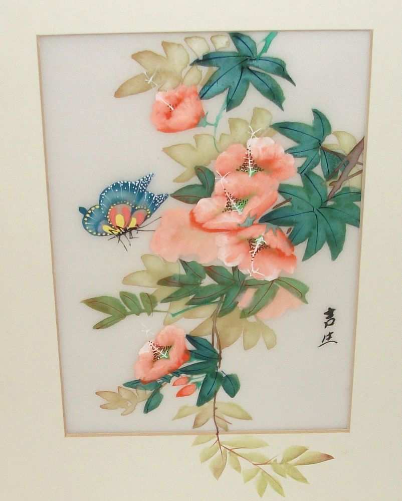 802x1000 Silk Painting Inspirational Japanese Floral Butterfly Original - Watercolor Silk Painting