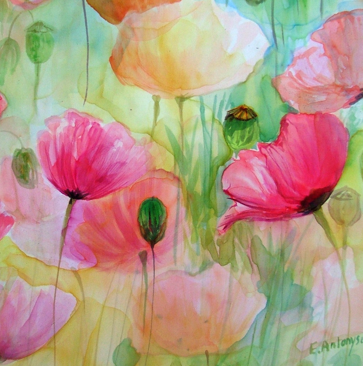 1256x1268 Watercolour On Silk Evantart - Watercolor Silk Painting