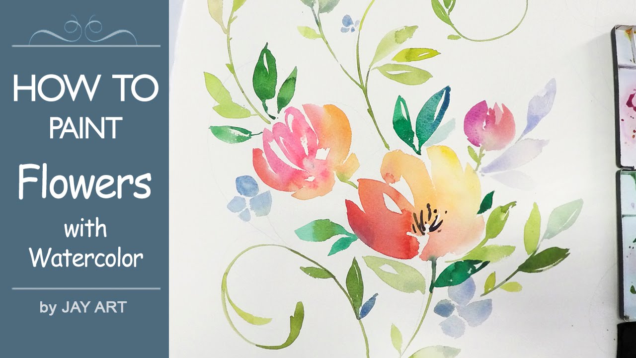 1280x720 Lvl4] Painting Flowers Floral Watercolor Tutorial - Watercolor Simple Flowers