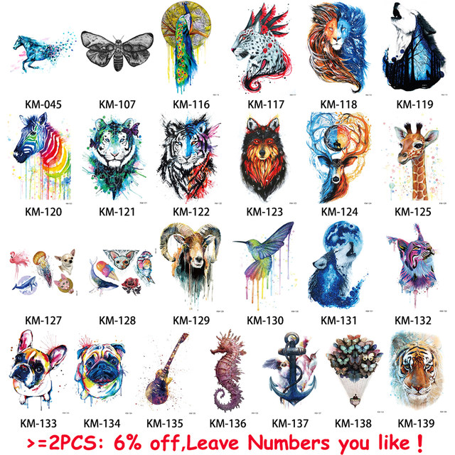 640x640 Online Shop 1 Piece Watercolor Drawing Waterproof Tattoo Km 045 - Watercolor Simulation