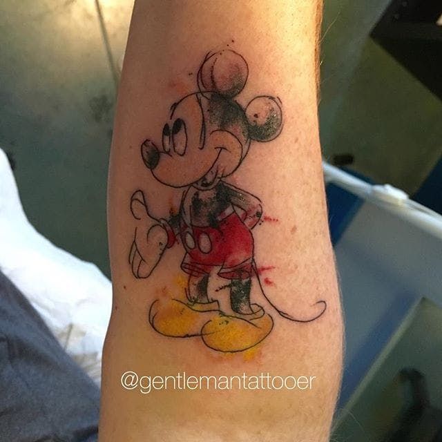 640x640 Sketch Watercolor Mickey Mouse Tattoo By Ryan Tews. - Watercolor Sketch Tattoo