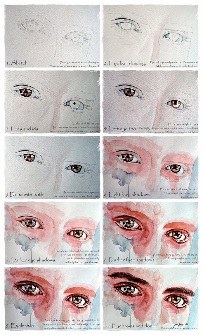 695x1148 Watercolor Eyes In Flesh Tone Tutorial By Jane Beata - Watercolor Skin Tone