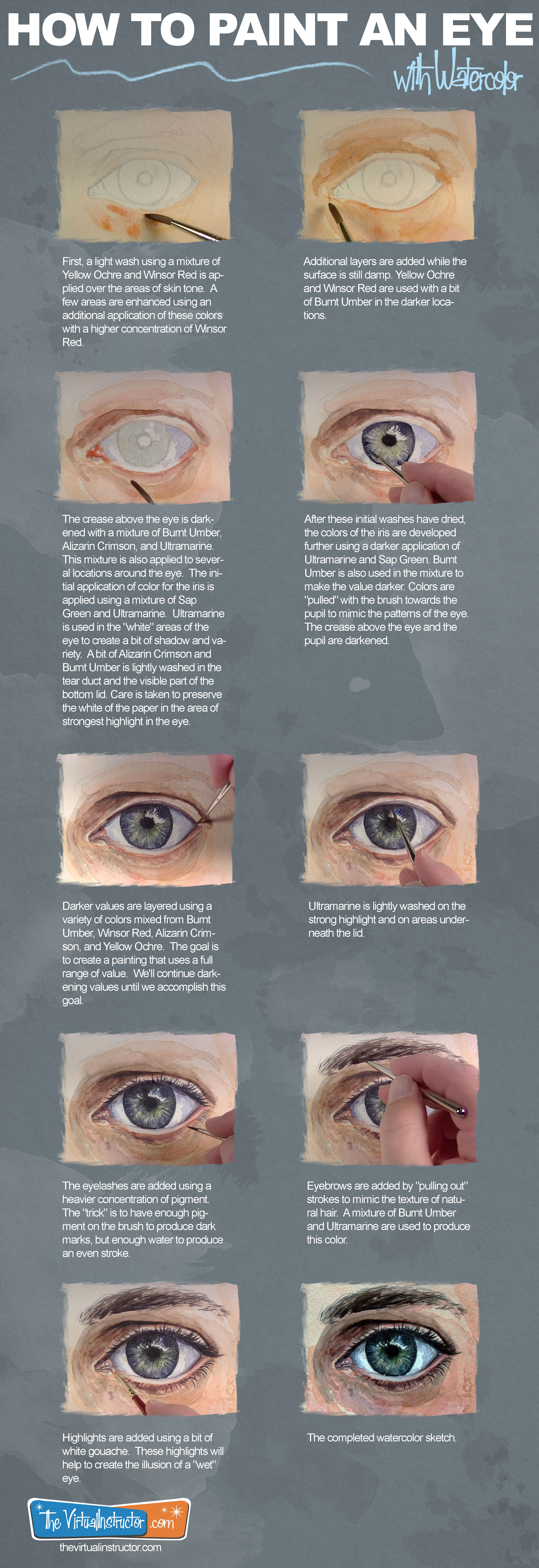 2400x6978 How To Paint An Eye With Watercolor - Watercolor Skin Tone Colors