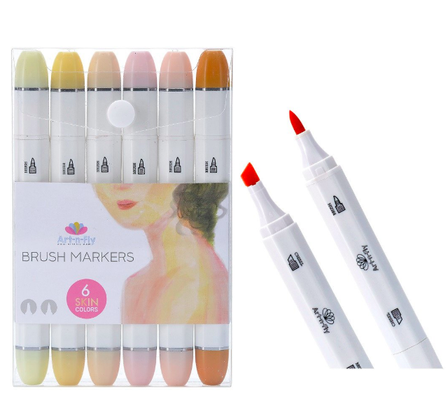 640x600 Brush Tip Skin Tone Sketch Markers Set Of 6 Flesh Colored Markers - Watercolor Skin Tone Colors