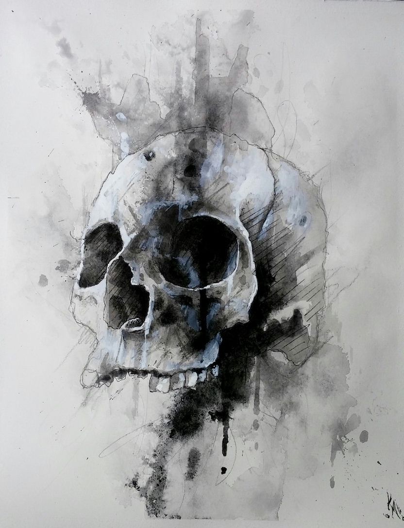 832x1087 Pin By Ewka Kubiak On Just Beautiful Mixed Media - Watercolor Skull