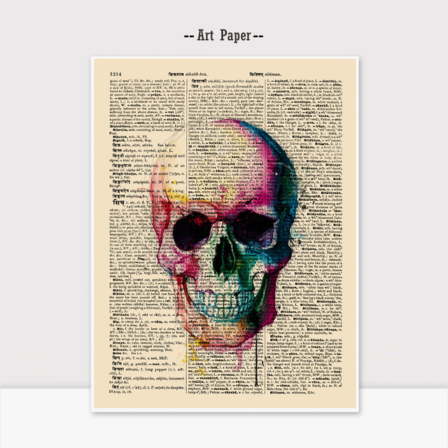 640x640 Watercolor Skull Wall Hanging Gift For Children Newspaper Wall Art - Watercolor Skull