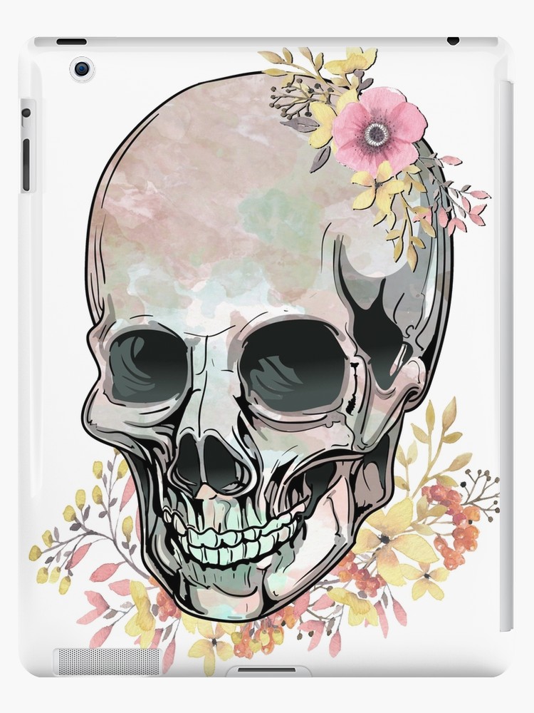 750x1000 Watercolor Skull Looking Down - Watercolor Skull