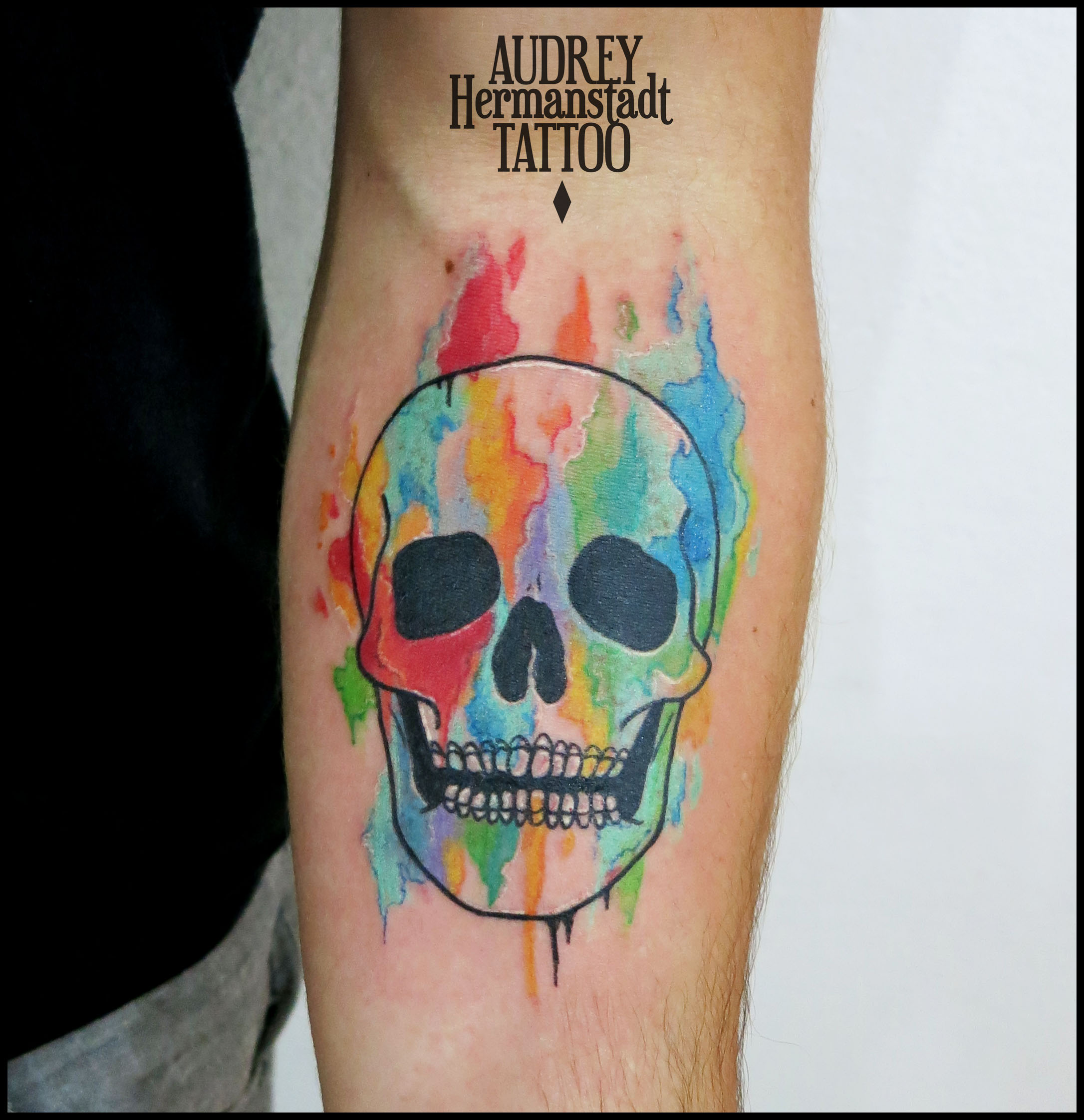 2172x2244 Watercolor Skull Audrey Hermanstadt Tattoo - Watercolor Skull Tattoo