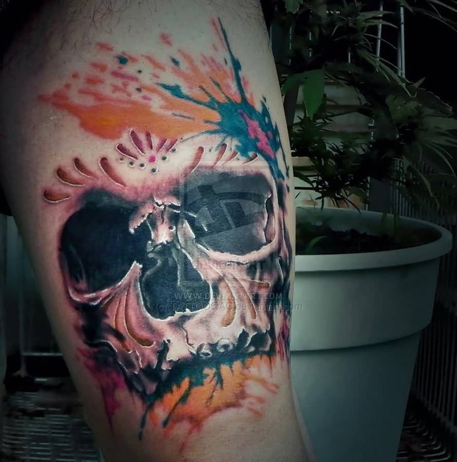 Watercolor Skull Tattoo at Explore collection of