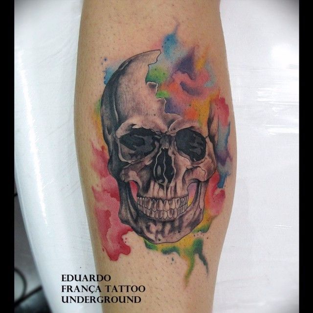 640x640 Watercolor Skull Tattoos That Are To Die For Interesting - Watercolor Skull Tattoo