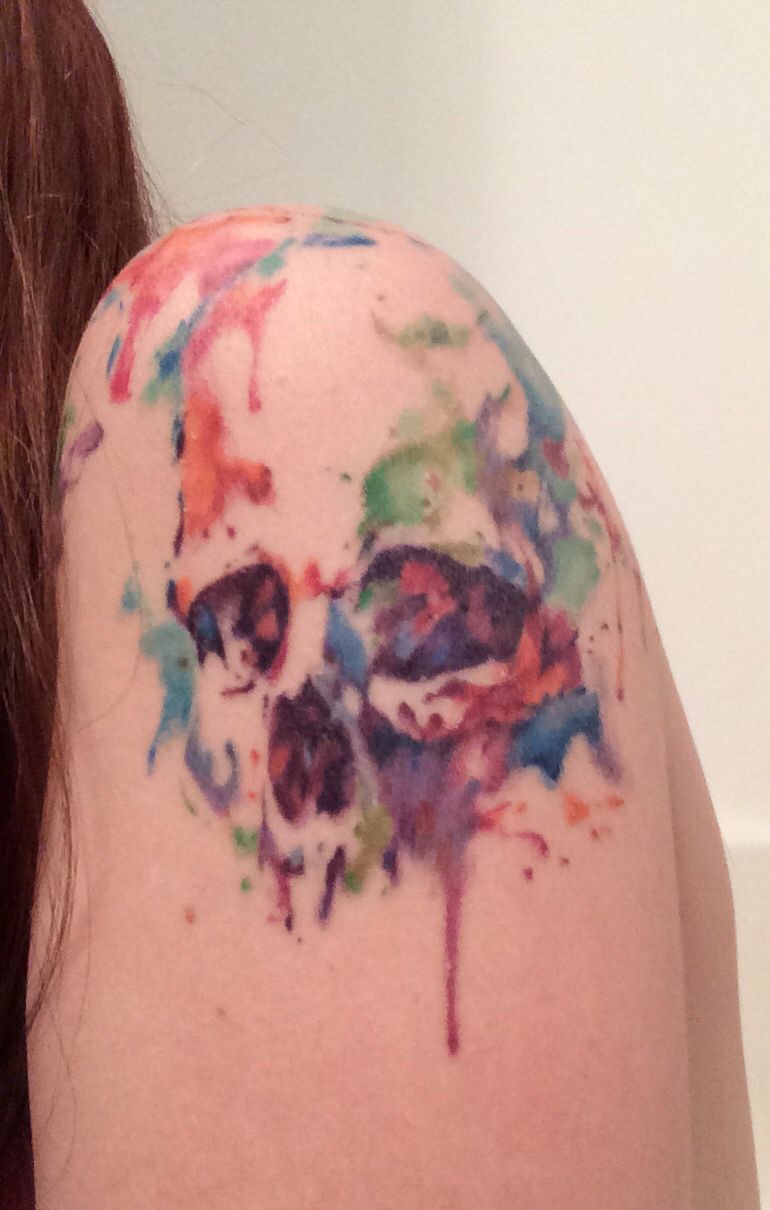 770x1210 Watercolor Skull Tattoo Tattoos Piercings Tattoo - Watercolor Skull Tattoo