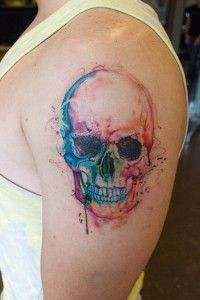 200x300 Watercolor Skull Tattoo. Next Tattoo On My Thigh. In. Love. Ayla - Watercolor Skull Tattoo