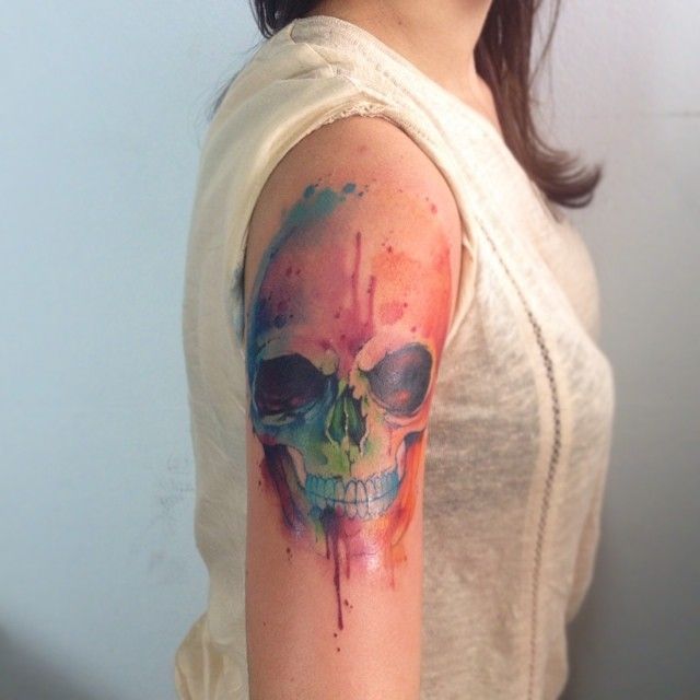 640x640 Feminine Watercolor Skull Tattoo Skull Tattoos - Watercolor Skull Tattoo