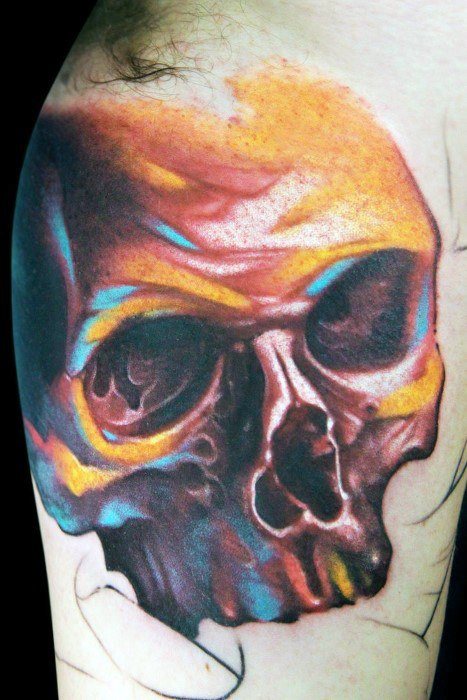 467x700 40 Watercolor Skull Tattoo Designs For Men - Watercolor Skull Tattoo