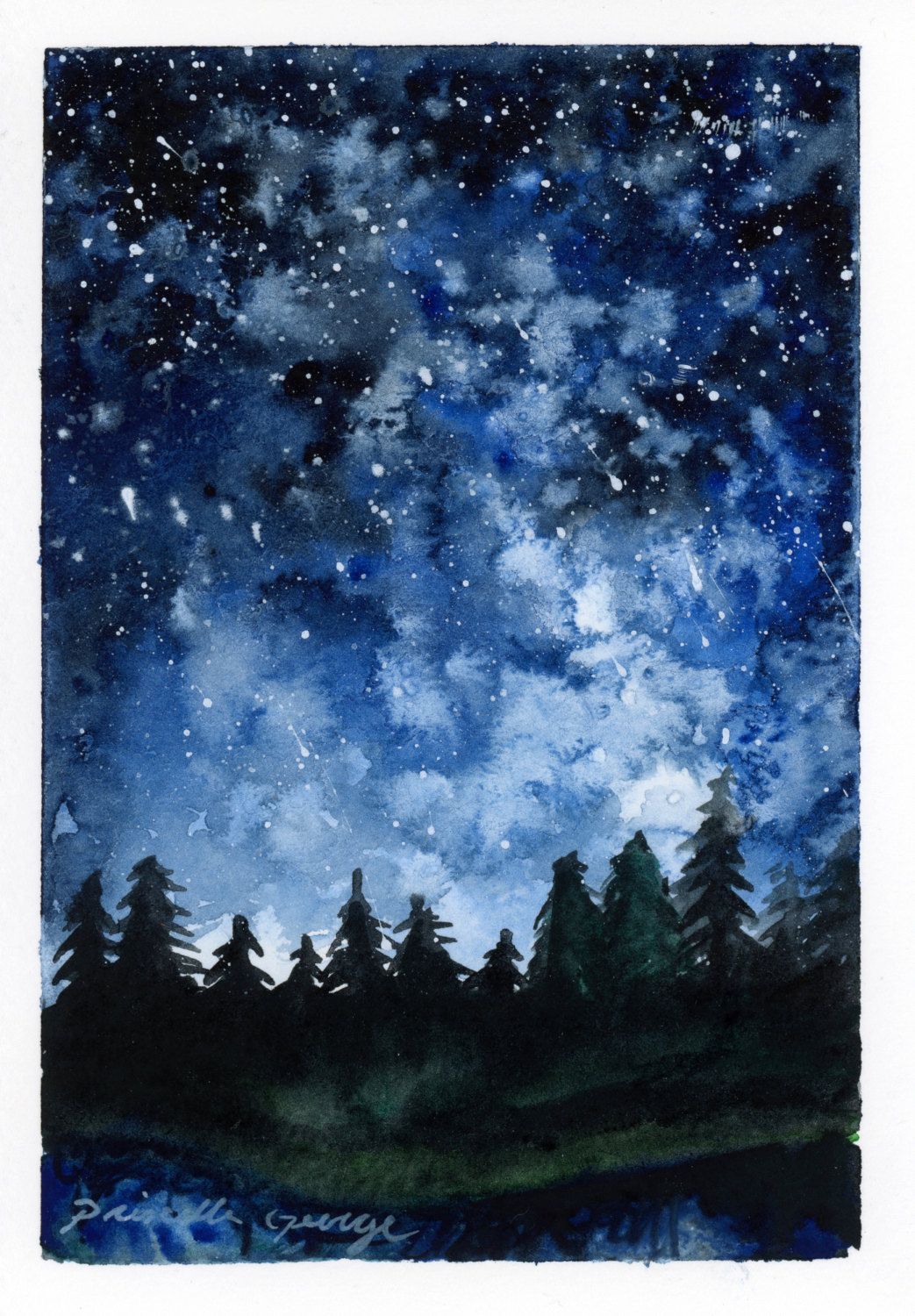 1043x1500 Night Sky Print - Watercolor Sky