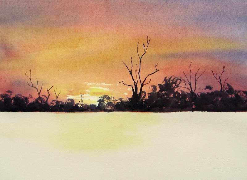 800x586 Painting Trees And Reflections - Watercolor Sky
