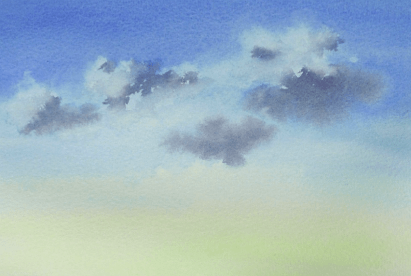 805x542 How To Paint A Simple Cloudy Sky In Watercolour Arttutor - Watercolor Sky And Clouds