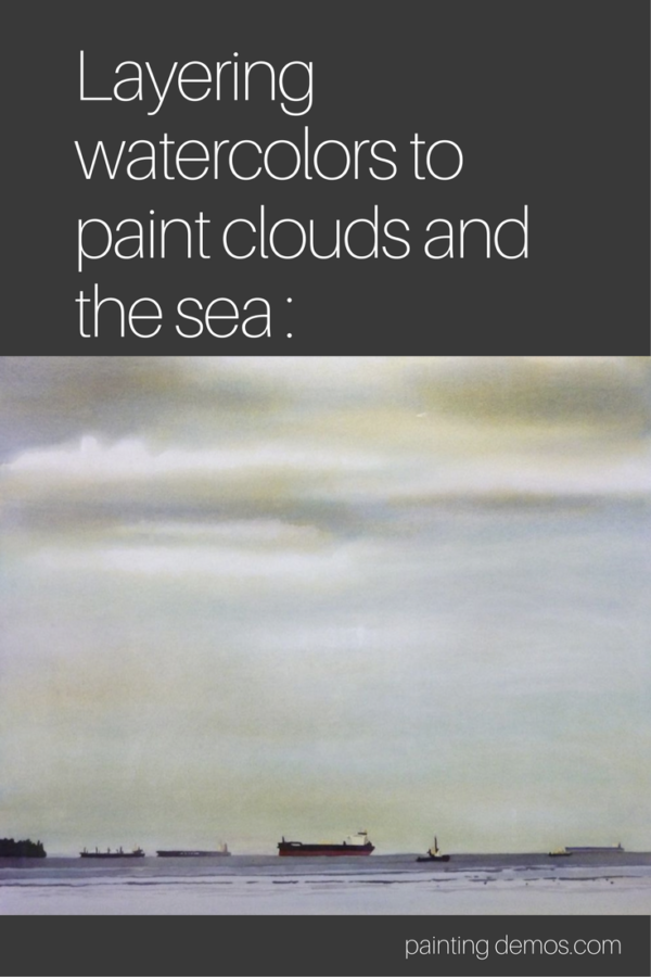600x900 How To Paint Sea And Clouds In Watercolor Try A Layering Technique - Watercolor Sky And Clouds