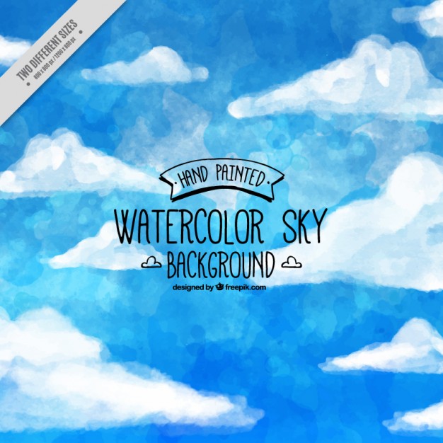 626x626 Watercolor Blue Sky With Clouds Background Vector Free Download - Watercolor Sky And Clouds