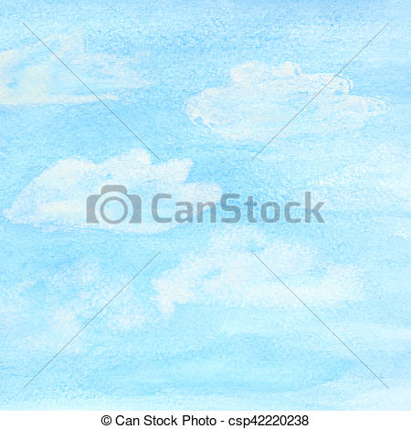 450x470 Watercolor Sky And Clouds. Watercolor Background With Blue Spring - Watercolor Sky And Clouds
