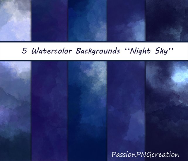 642x550 Night Sky Watercolor Background Watercolour Digital Papers Etsy - Watercolor Sky Background