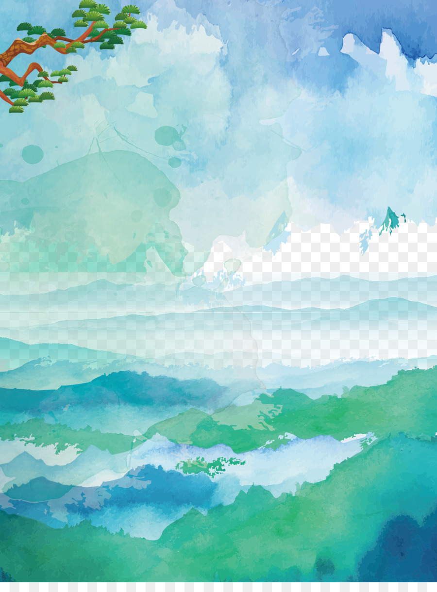 900x1220 Watercolor Painting U6c34u5f69u98a8u666fu756b - Watercolor Sky Background