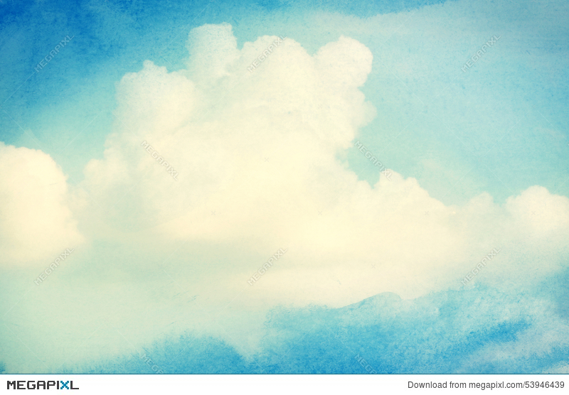 800x556 Clouds And Sky On Blue Watercolor Background Stock Photo 53946439 - Watercolor Sky Background