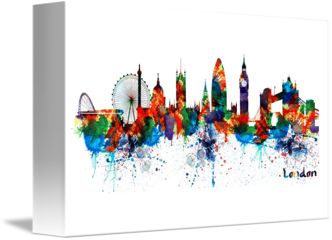 650x470 London Watercolor Skyline Silhouette By Marian Voicu - Watercolor Skyline