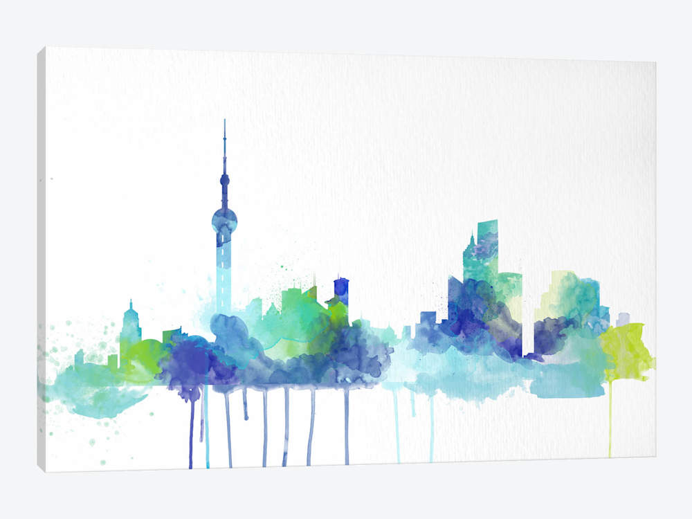 1000x750 Toronto Watercolor Skyline Canvas Artwork By Unknown Artist Icanvas - Watercolor Skyline