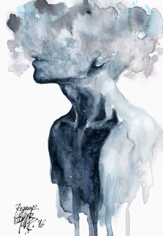 236x341 Navy Watercolor Wallpaper Blue Smoke Design Muralswallpaper - Watercolor Smoke