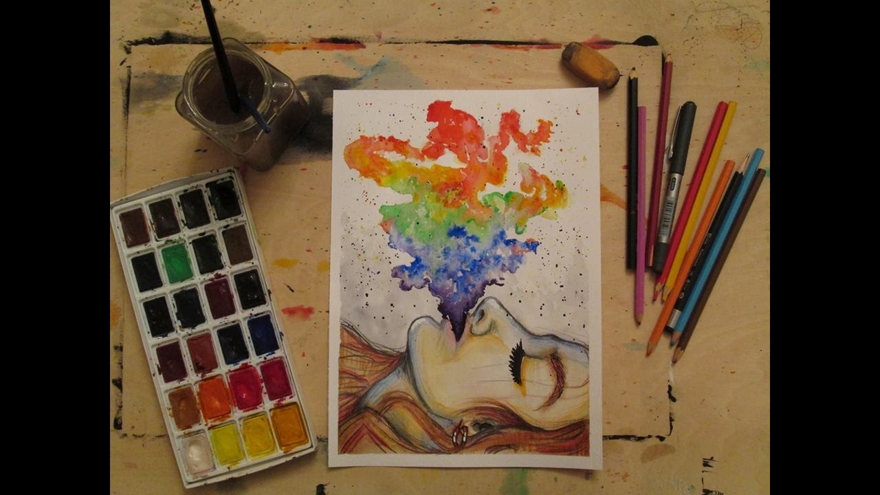 1280x720 Watercolor And Colored Pencils Rainbow Smoke - Watercolor Smoke