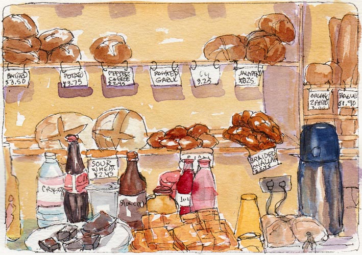 709x500 Cafe Sketch Jana Bouc, Artist - Watercolor Snacks