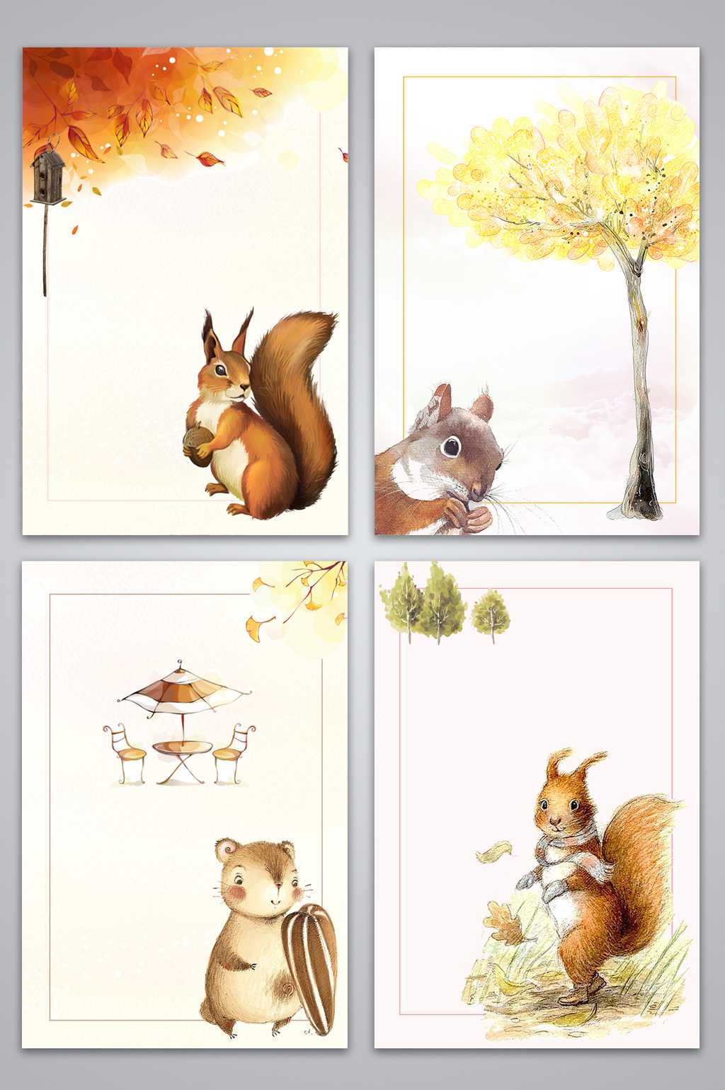 1024x1540 Cute Hand Drawn Watercolor Cartoon Squirrel Snacks Advertising - Watercolor Snacks