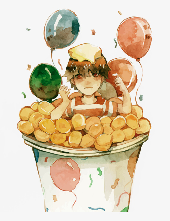 650x843 Vector Snacks And Boys, Balloon, Watercolor, Boy Png And Vector - Watercolor Snacks