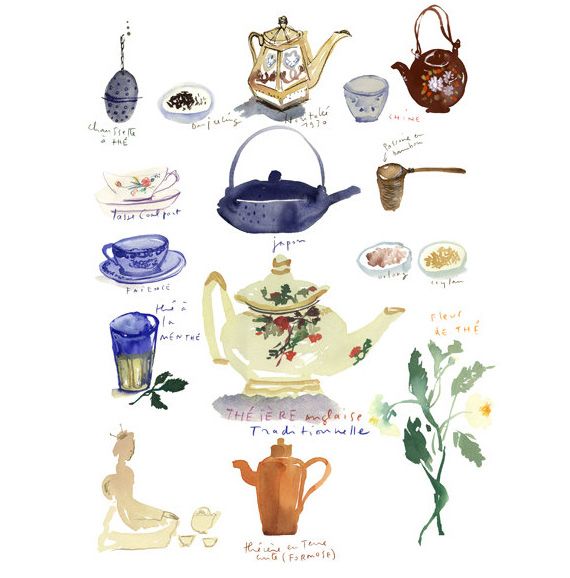 570x578 Watercolor Tea Poster In Items And Accessories Related To The - Watercolor Snacks