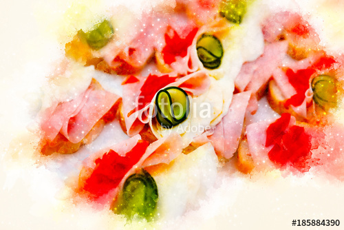 500x334 Food Snacks And Appetizers With Sandwich And Softly Blurred - Watercolor Snacks