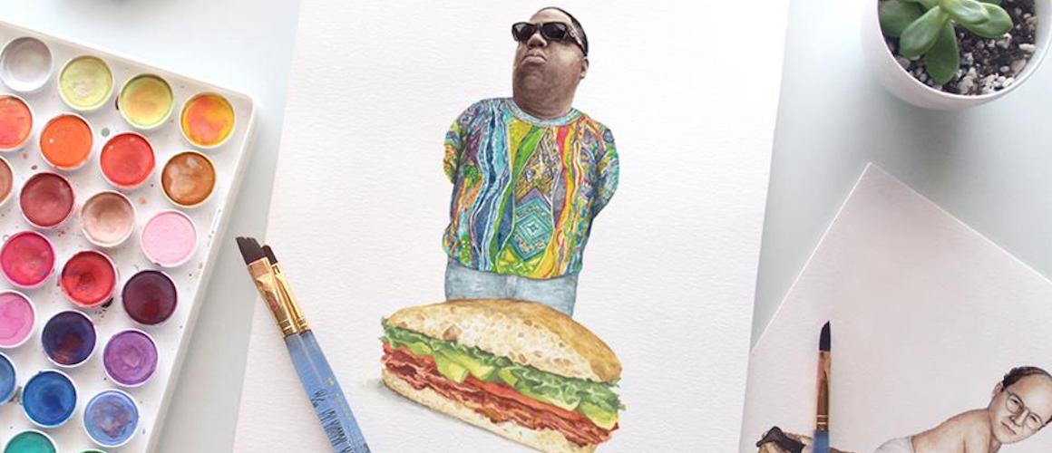 1160x500 Celebs On Sandwiches Neue Watercolor Snacks Von Jeff Mccarthy - Watercolor Snacks