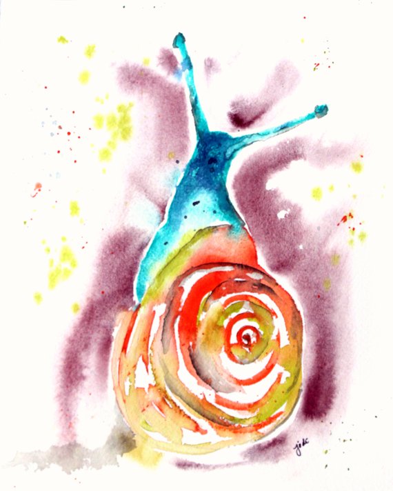 570x712 Snail Tale Gail Watercolor Print Of Original Painting Etsy - Watercolor Snail