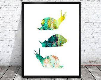 340x270 Snail Painting Etsy - Watercolor Snail