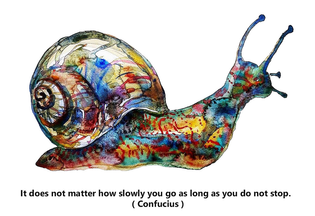 1024x703 Snail Quote Slow Confusion Watercolor By Frits Ahlefeldt - Watercolor Snail