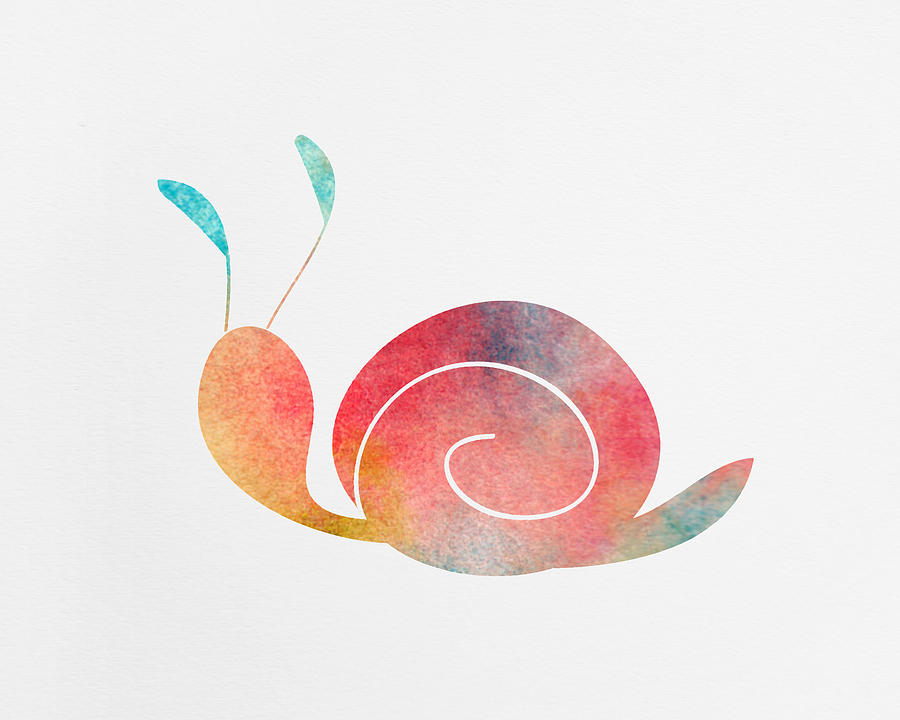 900x720 Watercolor Baby Snail Digital Art By Nursery Art - Watercolor Snail