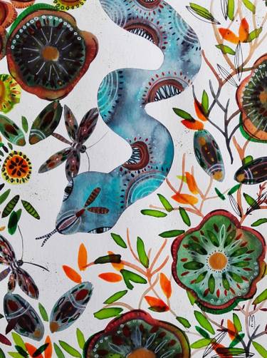 375x502 Snake Painting Animal Watercolor Painting By Marcoz - Watercolor Snake