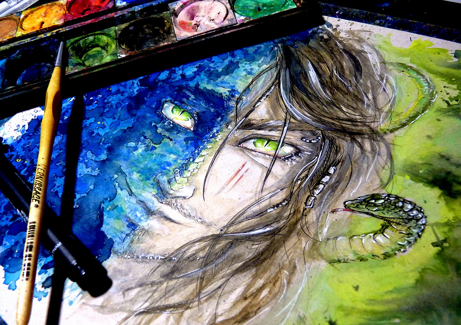 1530x1080 Watercolor Time Lapse Painting Ink) - Watercolor Snake